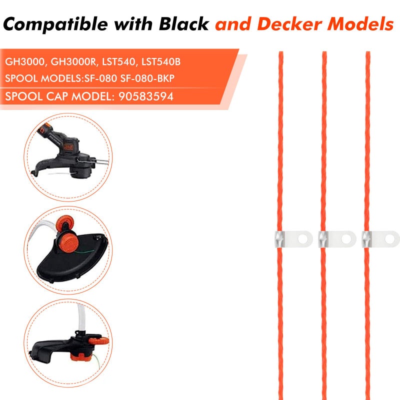 THTEN SF-080 Trimmer Spools Cap Covers Compatible with Black Decker GH3000 LST540 Weed Eater with 90583594 Cap Covers Parts Auto-Feed Single Line (2 Pack) - Image 2